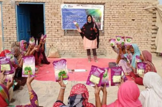 Provision of kitchen gardening seeds and training in the targeted villages of district Rajanpur.